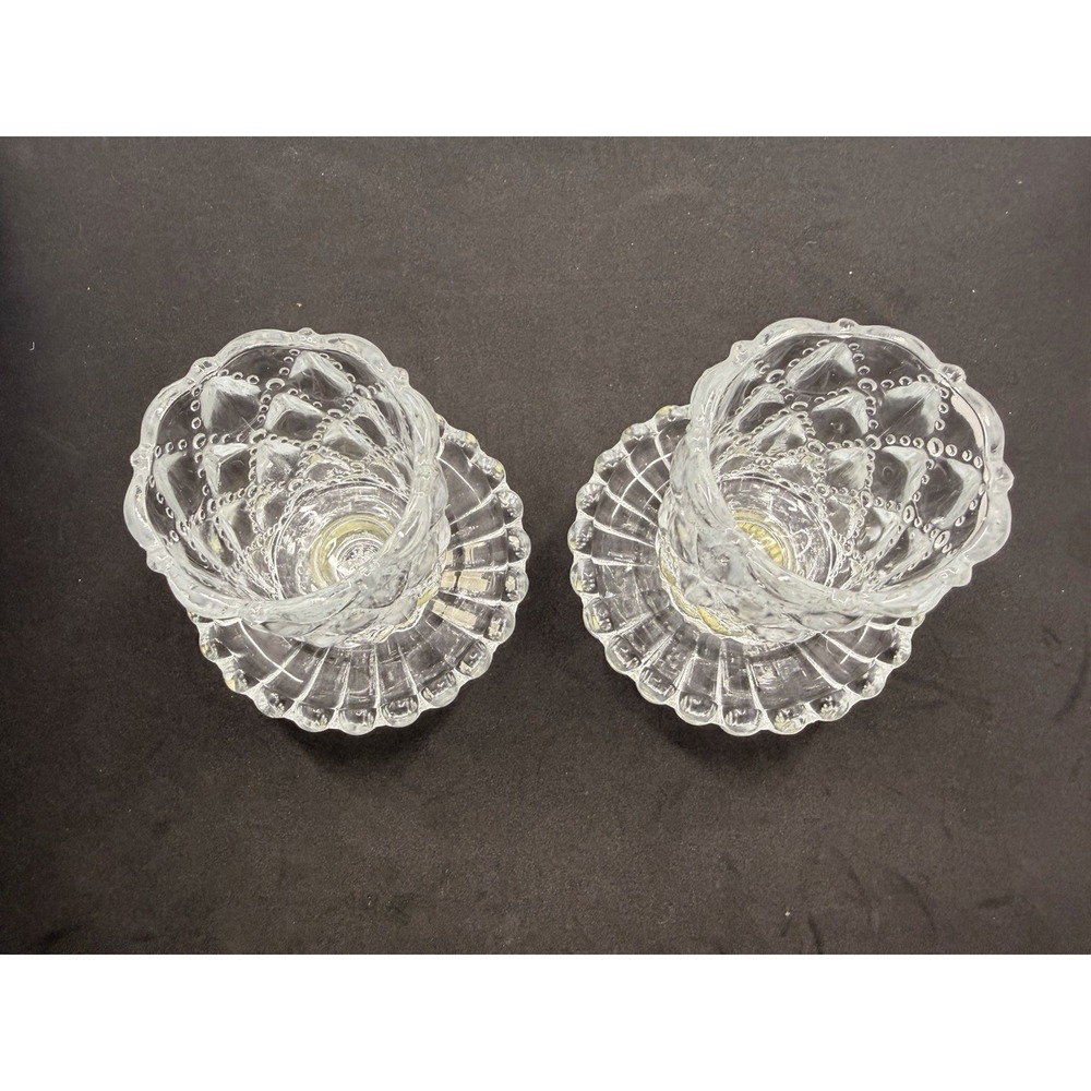 PartyLite Quilted Crystal Pair Votive Candle Holders Retired P9246 Taper Candle - Picture 2 of 10